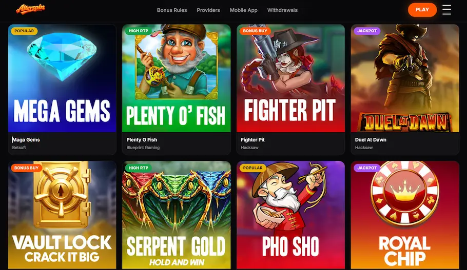 Asortyment gier w Alterspin Casino – automaty, stoły, live casino i gry crash